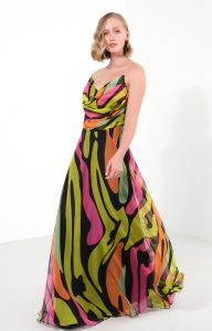 XPL- (56254) Μάξι printed φόρεμα