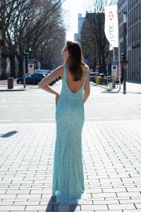 (AN1459)Μάξι φόρεμα με Glam Strass λεπτομέρειες