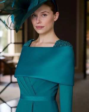 Couture Club 1GE5 – Emerald Midi Φόρεμα με Statement Φιόγκο