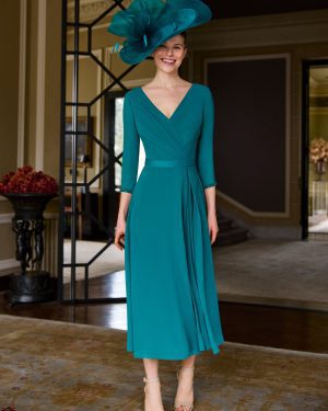Couture Club 1GE5 – Emerald Midi Φόρεμα με Statement Φιόγκο