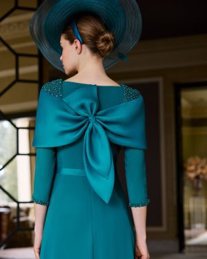 Couture Club 1GE5 – Emerald Midi Φόρεμα με Statement Φιόγκο