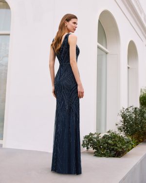 Couture Club 1GG7 – Navy gown με παγιέτες και αποσπώμενη κάπα