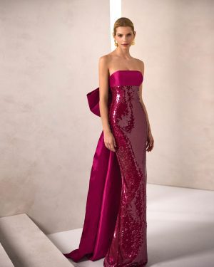 MARFIL BARCELONA – 1JB7 Στράπλες couture τουαλέτα με παγιέτες & εντυπωσιακό φιόγκο