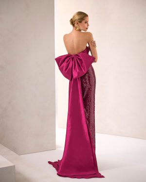 MARFIL BARCELONA – 1JB7 Στράπλες couture τουαλέτα με παγιέτες & εντυπωσιακό φιόγκο