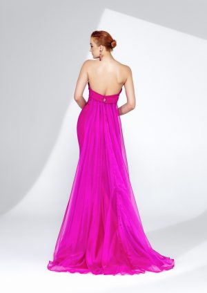 Arnita Mani 30303 – Fuchsia Mermaid Φόρεμα με Ασύμμετρη Κάπα