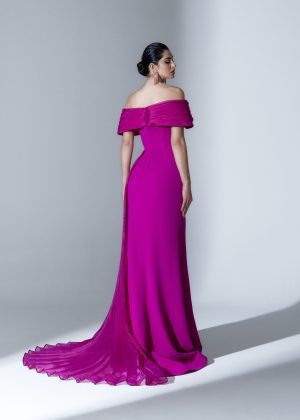 Lexus 30269 – Fuchsia Couture Φόρεμα με Πλισέ Ουρά