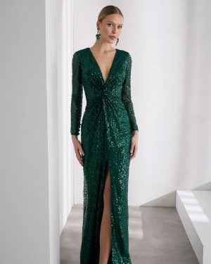 9TK3 – Emerald sequin gown με ανοιχτή πλάτη