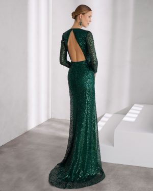 9TK3 – Emerald sequin gown με ανοιχτή πλάτη