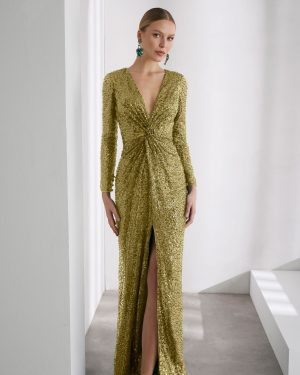9TK3 – Gold sequin gown με ανοιχτή πλάτη