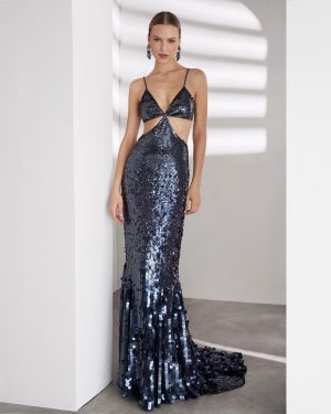 9TK5 – Midnight blue sequin gown με cut out λεπτομέρειες