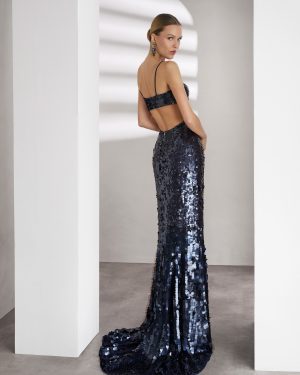 9TK5 – Midnight blue sequin gown με cut out λεπτομέρειες